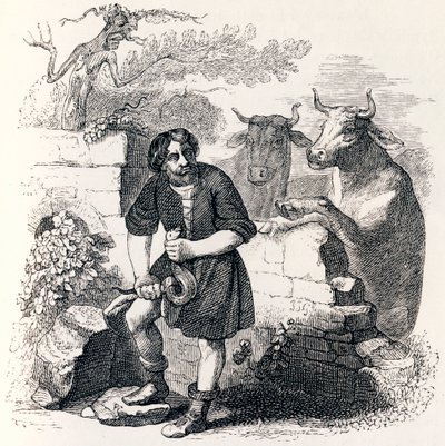 Manden og slangen - Fabler af La Fontaine af Grandville