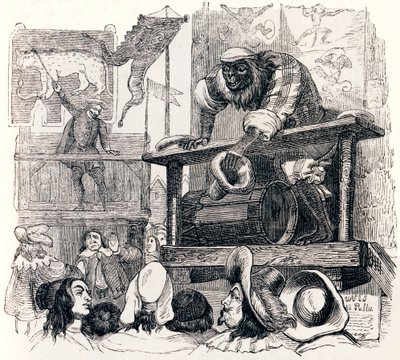 Aben og leoparden (Le singe et le leopard) - Fabler af La Fontaine af Grandville