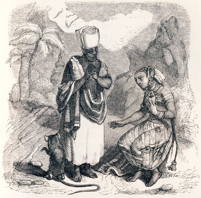 Musen er metamorfoseret som en pige - Fabler af La Fontaine af Grandville
