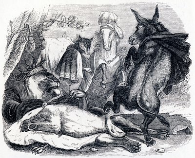 Den gamle løve - Fabler af La Fontaine af Grandville