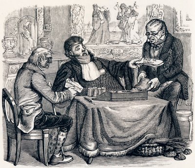 Østersen og procesdeltagerne - Fabler af La Fontaine af Grandville