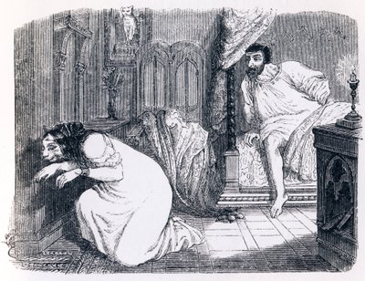 Kusse ændrede sig til en kvinde (La chatte metamorphose en femme) - Fabler af La Fontaine af Grandville