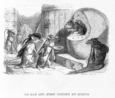 Rotten, der trak sig tilbage fra verden - i "" Fables"" de La Fontaine, ill. af Grandville af Grandville