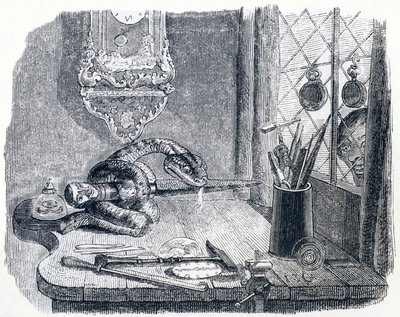 Slangen og filen - Fabler af La Fontaine af Grandville