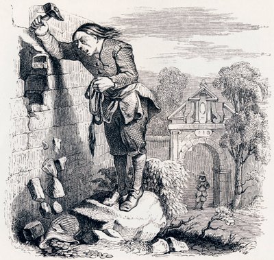 Skatten og de to mænd - Fabler af La Fontaine af Grandville