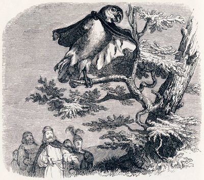 De to papegøjer, kongen og hans søn - Fabler af La Fontaine af Grandville