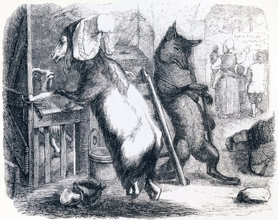 Ulven, geden og gedeungen - Fabler af La Fontaine af Grandville