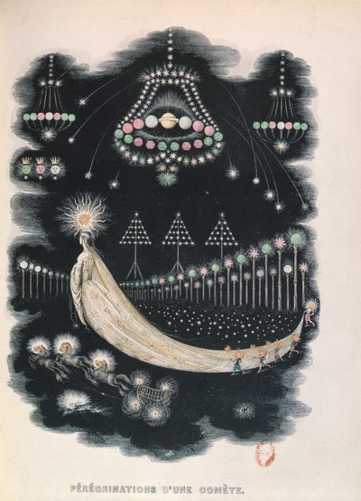 Peregrination of a Comet, muligvis en souvenir fra Halleys Comet i 1834. 1849 af Grandville