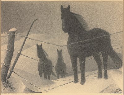 Studie til "Februar", 1940 af Grant Wood