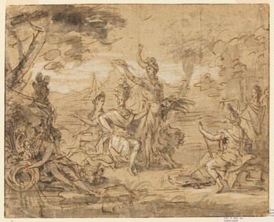 Design til et tapestry: Allegory of Africa af Gérard Audran