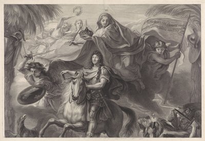 Allegorisk rytterportræt af Louis XIV, konge af Frankrig af Gérard Edelinck