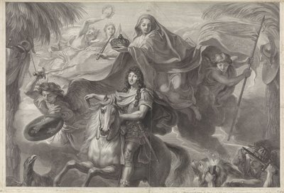 Allegorisk rytterportræt af Louis XIV, konge af Frankrig af Gérard Edelinck