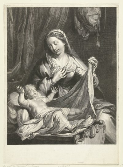 Maria med Kristusbarn i Krybbe af Gérard Edelinck