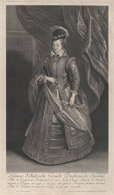 Portræt af Johanna af Østrig, storhertuginde af Toscana, ca. 1707 af Gérard Edelinck
