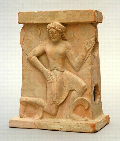 Keramisk alter med iris, ca. 500 f.Kr. (keramik) af Greek