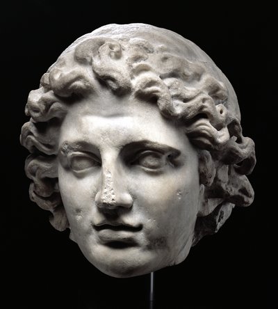Kolossalt hoved af Alexander den Store (356-323 f.Kr.) (marmor) af Greek