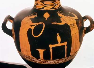 Detalje fra en loftshydria med rød figur (keramik) af Greek