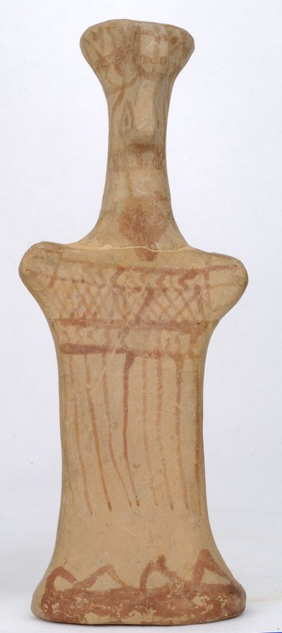 Figur af en stående kvindelig, boeotisk værksted, arkaisk periode (malet ler) af Greek