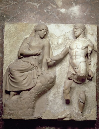 Hercules og Minerva, en af en række metoper, der skildrer Hercules