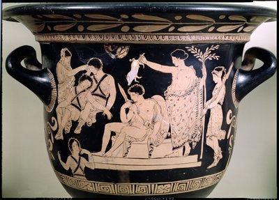 Orestes som leverandør ved Apollon-helligdommen i Delphi, detalje fra et attisk krater med rød figur, tilskrevet den apuliske Eumenides-maler-keramikdetalje fra 92567 af Greek