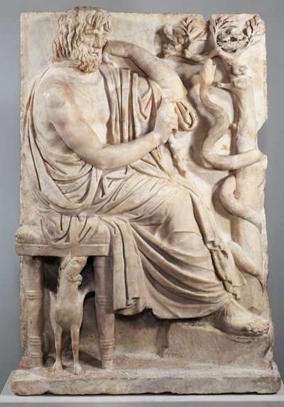 Relief med en siddende mand (The Lansdowne Homer), ca. 75 f.Kr. (marmor) af Greek