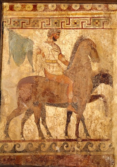 Soldat på en hest, begravelsesmaleri af Greek
