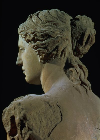 Venus de Milo, detalje af baghovedet, hellenistisk periode, ca. 100 f.Kr. marmor for forfra se 14152 af Greek
