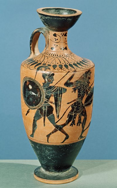 Attic Style Lekythos, der forestiller Hercules og Amazonerne (keramik) af Greek School