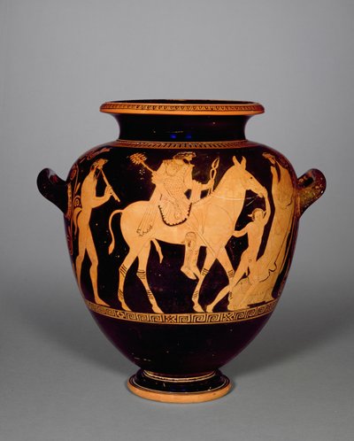 Attic rød-figur stamnos, der viser tilbagekomsten af Hefaistos, fra gruppen af Polygnotus, ca. 440 f.Kr. (keramik) (se også 293739 og for detaljer se 307551) af Greek School