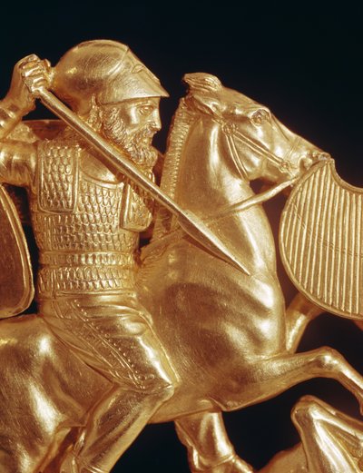 Kam dekoreret med kriger i kamp (guld) af Greek School
