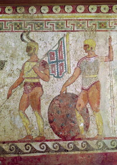 Fodsoldater, gravmaleri fra Paestum (se også 119488) af Greek School