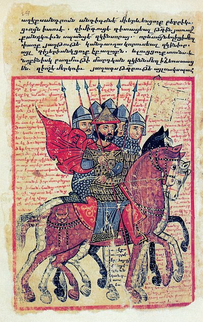 Militærscene fra et armensk manuskript fra det fjortende århundrede af Greek School