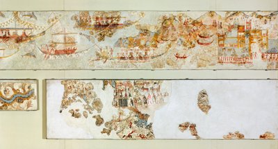 Søekspeditioner, Akrotiri fresco, Thera (i dag Santorini), Grækenland, minoisk civilisation af Greek School