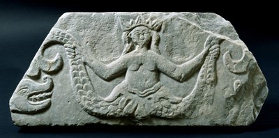 Relief forestillende en tvillinghalet havfrue, muligvis fra Kykladerne, slutningen af det 18. århundrede (marmor) af Greek School