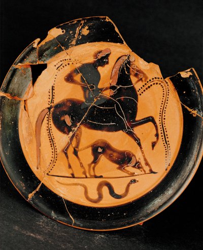 Rytter og hans hund (ler) af Greek School