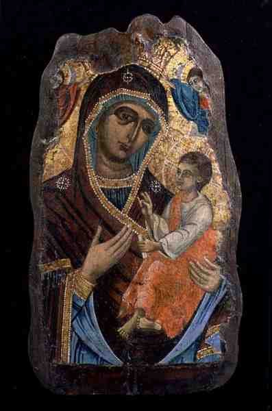 The Mother of God Hodegetria, fragment (tempera på panel) af Greek School