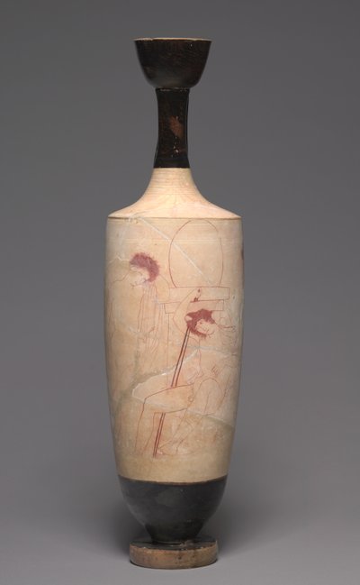 Hvidjordet Lekythos (oliekande til begravelser), ca. 420 f.Kr. (bemalet terrakotta) af Greek School