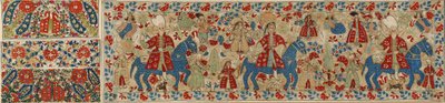 Brudepudebetræk, fra Ioannina, Ipeiros, 1600-1700-tallet (linned med silke- og sølvmetaltråde) af Greek School