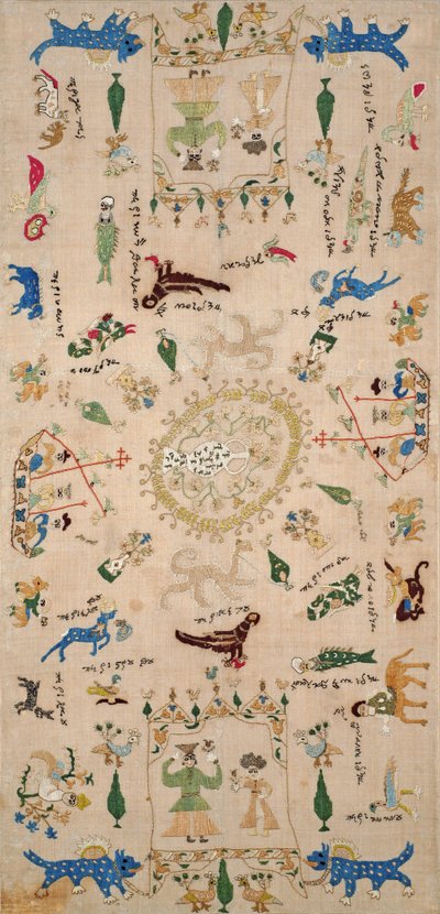 Sampler, fra Ioannina, Ipeiros, 18.-19. århundrede (linned broderet med silketråde) af Greek School