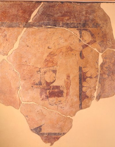 Perseus Hunter, fresko fra metope af Tempel C i Thermos, Grækenland, græsk civilisation, ca 630 f.Kr. af Greek School
