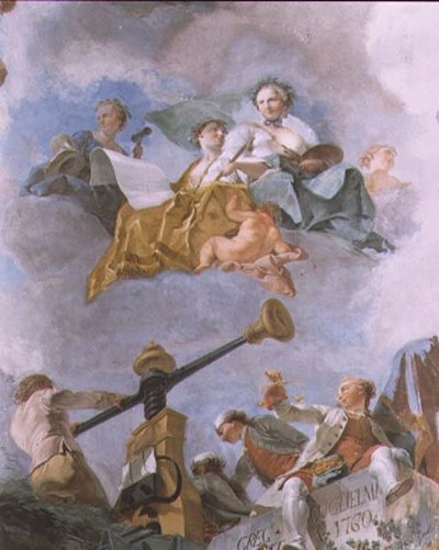 Allegoriske figurer, detalje af loftet i det store galleri, 1759-62 af Gregorio Guglielmi