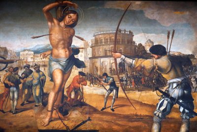 Kristi Kloster. Sankt Sebastians martyrium, af den portugisiske maler Gregorio Lopes. Tomar. Portugal. af Gregorio Lopez