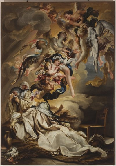 Saint Scholasticas død, ca. 1700 (olie på lærred) af Gregorio De Ferrari
