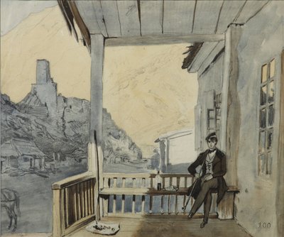 Grev Sergey Vasilyevich Dolgorukov 1820-1853 på Lars Station, 1840 af Grigori Grigorevich Gagarin