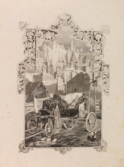 Frontispice til romanen Tarantas The Tarantass af Vladimir Sollogub, 1845. af Grigori Grigorevich Gagarin