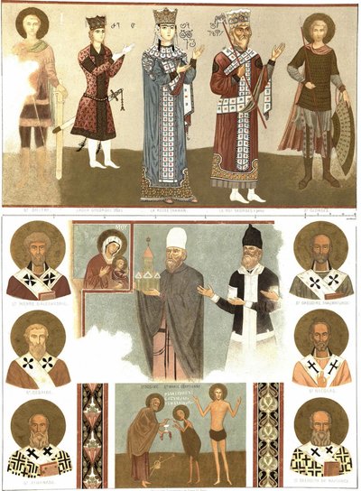 Vægmalerier af Betania-klosteret fra Le Caucase Pittoresque, 1847 af Grigori Grigorevich Gagarin