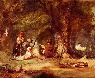 Russiske soldater under de kaukasiske krige i 1817-64 (akvarel på papir) af Grigori Grigorevich Gagarin