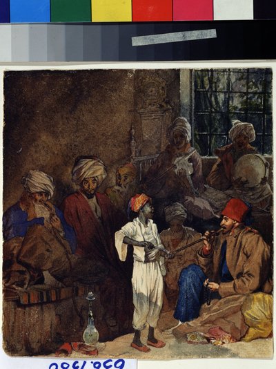 ""En kro i Izmir i Tyrkiet"" (Kaffehus i Smyrna) Akvarel af Grigori Gagarin (Gagarin) (1810-1893) 1835 State A. Pushkin Museum of Fine Arts Moskva af Grigori Grigorevich Gagarin