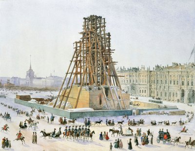 Alexandersøjlen i stilladser, 1833. af Grigori Grigorievich Gagarin