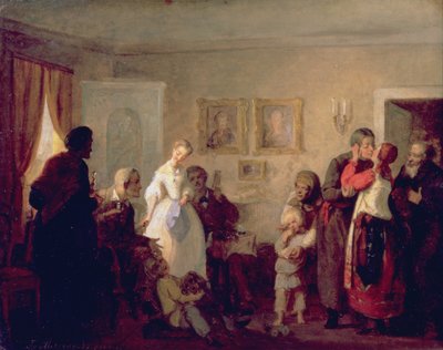 Tillykke til de nygifte i en herregård, 1860 af Grigori Grigorievich Mjasoedov